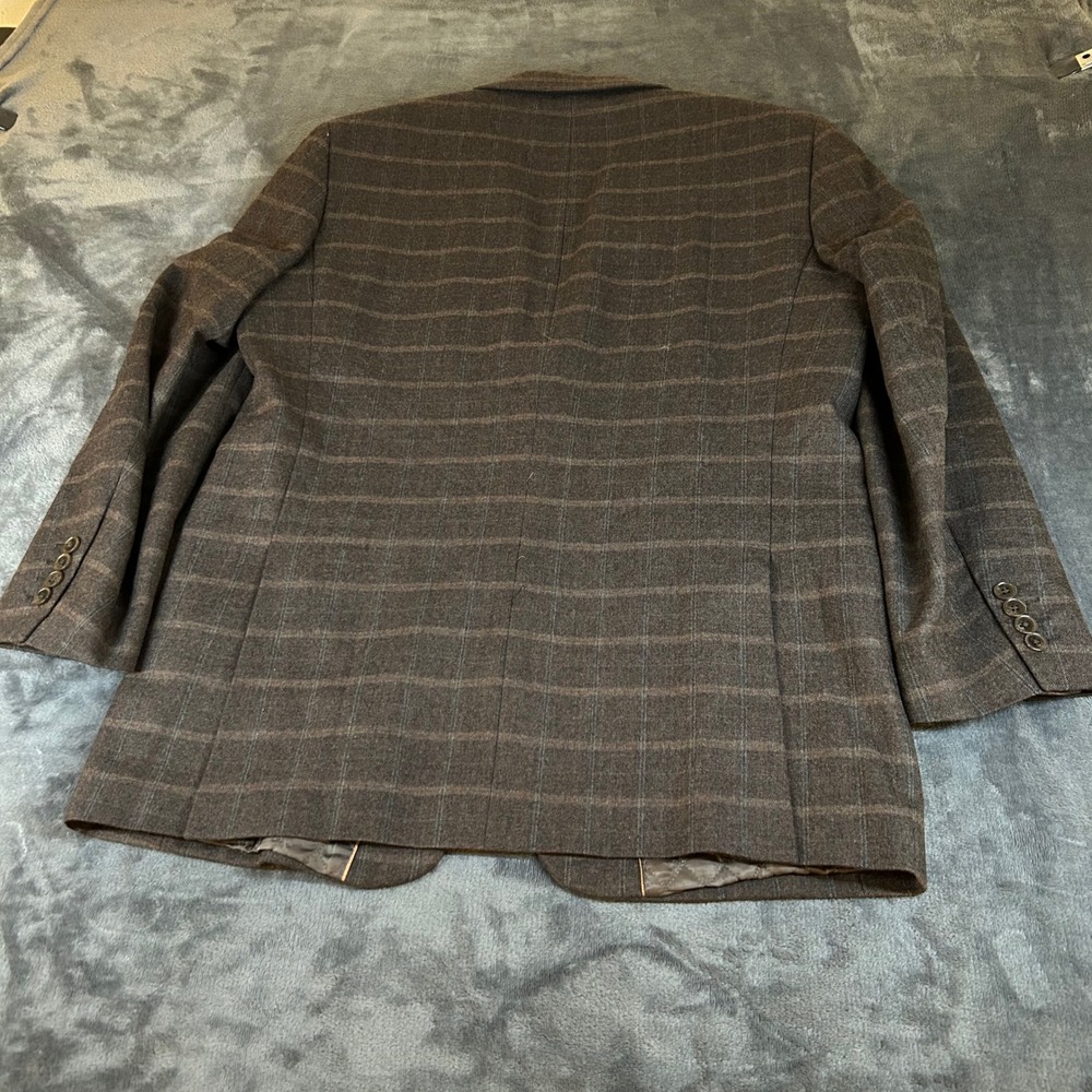 Bachrach Brown Plaid Two Button Blazer Business Casual Coat Jacket Mens 42R - Picture 5 of 15